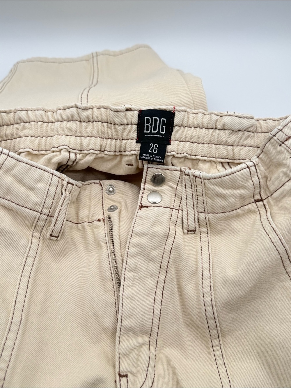 BDG Urban Outfitters Beige Cargo Pants Utility Grunge Streetwear Womens Size 26 - Picture 6 of 8